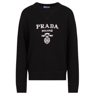 Prada Embroidered Logo Wool Sweater 44
