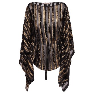 Roberto Cavalli Semi-trasparent Metallic Effect Blouse 42