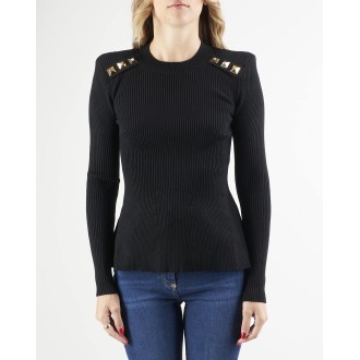 ELISABETTA FRANCHI Maglia a maniche lunghe con borchie Elisabetta Franchi