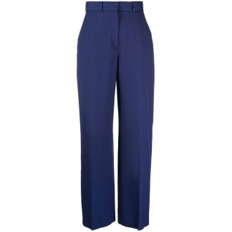 CASABLANCA pantalone blu navy in lana vergine a vita alta