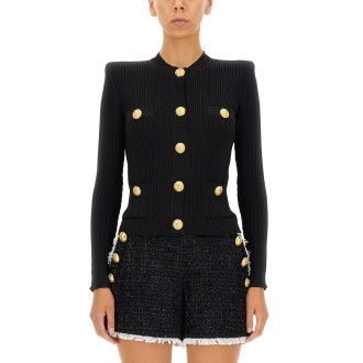 balmain cardigan with embossed buttons