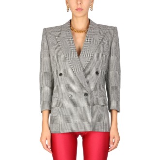 saint laurent prince of wales wool double-breasted jacket