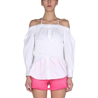 msgm smok stitch crossover shirt