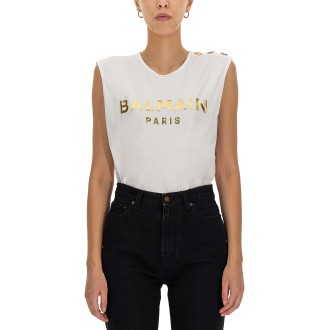 balmain laminated logo t-shirt