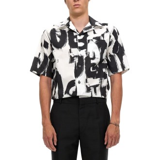 alexander mcqueen graffiti logo print shirt