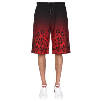 dolce & gabbana jogging bermuda with leopard print