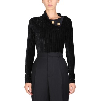 balmain top with embossed buttons