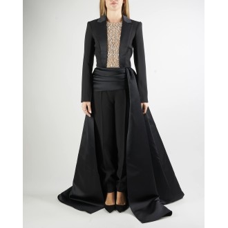 ELISABETTA FRANCHI Tuta con pantalone con drappeggio in duchesse Elisabetta Franchi