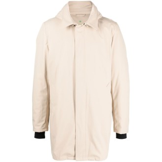 MANUEL RITZ impermeabile beige con cappuccio e polsini neri