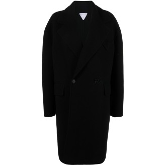 BOTTEGA VENETA cappotto doppiopetto in cachemere nero con revers a dente