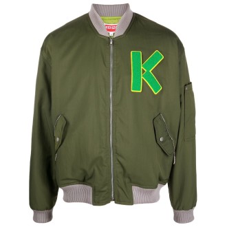KENZO bomber varsity color kaki in cotone e twill