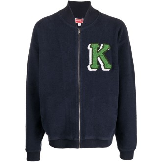 KENZO giacca blu navy in lana e felpa con del logo Kenzo verde