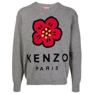 KENZO maglia in lana grigia con logo Kenzo 