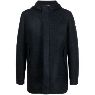 MANUEL RITZ parka blu navy con cappuccio in lana vergine