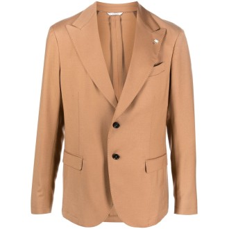 MANUEL RITZ blazer monopetto in lana color cammello