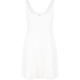 P.A.R.O.S.H. mini abito svasato e smanicato con scollo tondo in lana bianco avorio