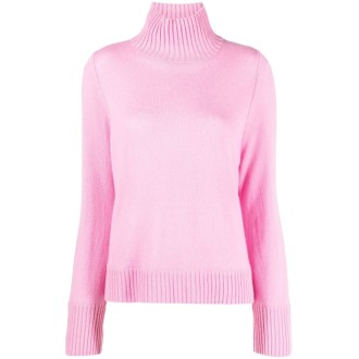 ALLUDE maglia rosa a collo alto in cachemere