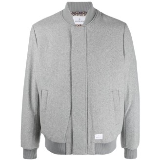 MANUEL RITZ giubbino a collo alto in maglia grigio cenere con patch logo Manuel Ritz