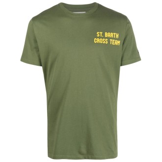 MC2 T-shirt verde militare in cotone con stampa grafica sul retro