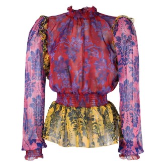 Versace Jeans Couture Chiffon Tapestry Print Blouse