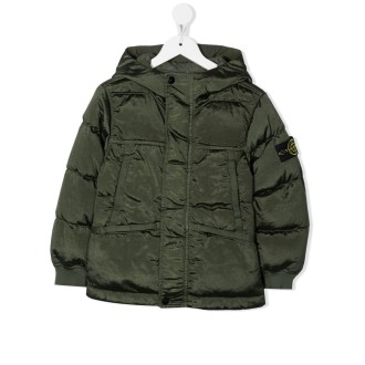 STONE ISLAND JUNIOR Giubbotto Kids Nylon Metal In Econyl Regenerated Verde Militare<BR/>