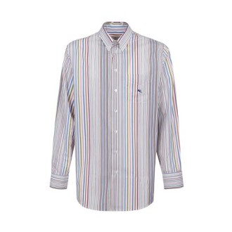 Camicia di ETRO, da uomo, multicolor. Modello caratterizzato da stampa a righe multicolore e dettaglio logo piccolo sul davanti. Colletto classico. Chiusura frontale con bottoni. Polsini con bottone. Vestibilità regolare. 
