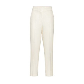 Pantalone MERCER, di MVP WARDROBE, da donna, colore panna. Modello realizzato in misto lana. Caratterizzato da taglio ominile con stiro centrale e cinturino interno. Chiusura con pince sul davanti e abbottonature con linguetta. Vestibilità regolare. 