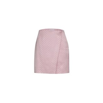 Gonna SOHO, di MVP WARDROBE, da donna, colore rosa. Modello a portafoglio , in jacquard. Caratterizzato da disegno rombi e bottoncino rivestito sul davanti. Vestibilità regolare. 