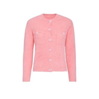 Maglia UPPER WEST, di MVP WARDROBE, da donna, colore rosa. Modello cardigan, caratterizzato da spalline e chiusura con bottoni a vista. Taschini applicati. Scollo rotondo. Vestibilità regolare. 