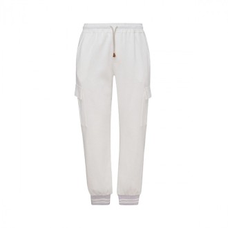 Eleventy - White Cotton Track Pants