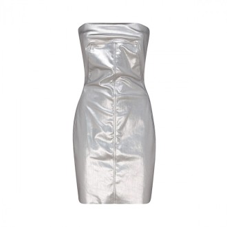 Rick Owens - Silver-tone Cotton Blend Bustier Mini Dress.