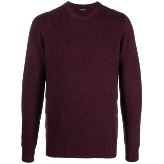 ROBERTO COLLINA maglione girocollo rosso scuro in maglia di lana merino
