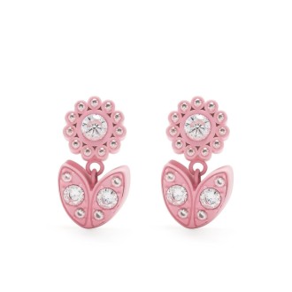 BOTTEGA VENETA Orecchini rosa con fiori e cuori impreziositi da cristalli zirconi