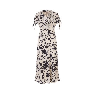 MARNI Tubino Lungo In Crepe Di Seta Avorio Con Stampa Pop Dots