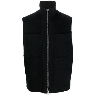TRANSIT gilet imbottito smanicato con zip in lana vergine nera