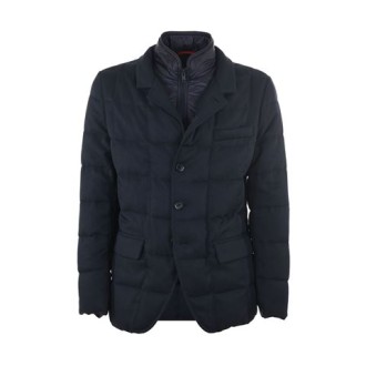 Giubbino di FAY, da uomo, colore blu. Modello double front, trapuntato e imbottito con piuma d'oca. Caratterizzato da corpetto in nylon, collo alto e stache con patta. Chiusura con zip e bottoni. Patch logo interno. Vestibilità regolare. 