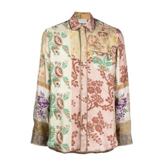 Camicia Pierre Louise Mascia, da donna, multicolore. Realizzata in seta con stampa a fiori, stampa patchwork. Colletto classico, maniche lunghe e tasca applicata sul petto. Chiuusra frontale con bottoni. Vestibilità regolare. 
