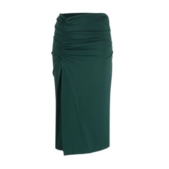 Gonna di P.A.R.O.S.H., da donna, colore verde. Modello midi, caratterizzato da dettaglio arricciato con spacco. Vestibilità regolare. 