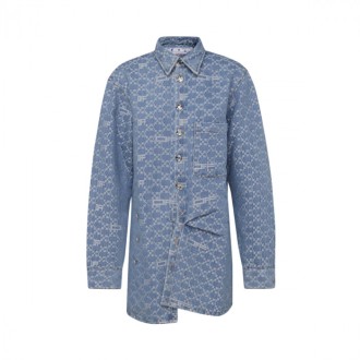 Off-white - Light Blue Cotton Blend Dress