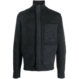 TRANSIT felpa in maglia di lana vergine grigio antracite con zip