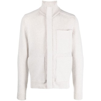 TRANSIT cardigan in lana beige chiaro con collo alto