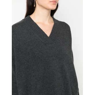 ALLUDE maglia in lana vergine e cachemire grigio antracite