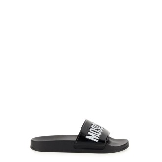 moschino slide sandal with lettering logo