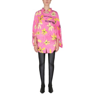 balenciaga camicia oversize con stampa