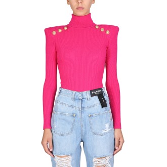 balmain pullover with gold buttons