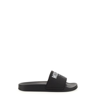 moschino slide sandal with lettering logo
