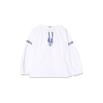 il gufo camicia m/lunga bianco/blu