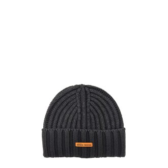 heron preston beanie hat with logo patch