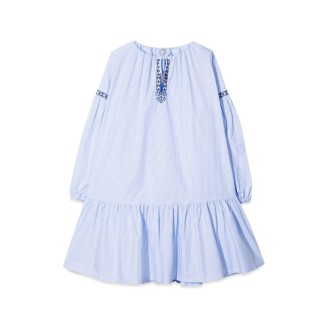 il gufo vestito m/lunga azzurro
