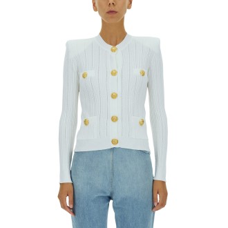 balmain cardigna with embossed buttons